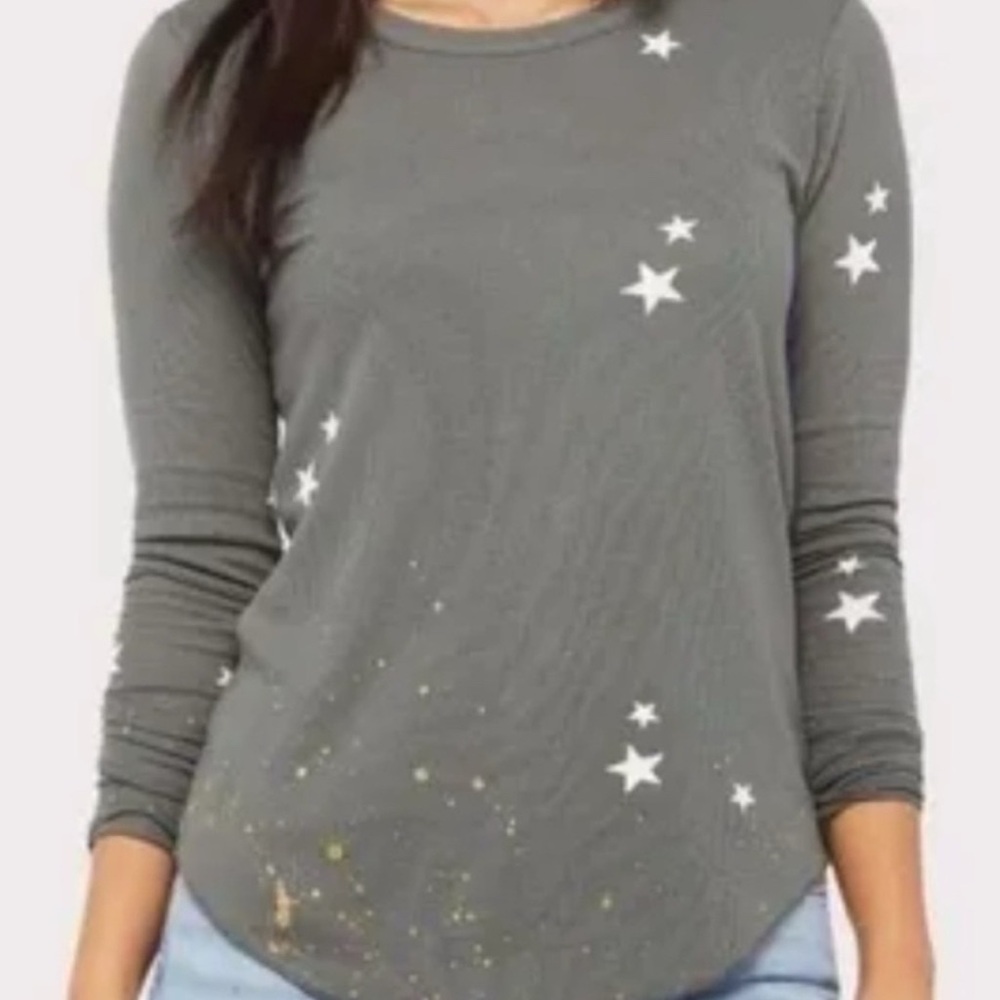 Gray Star Print Women's Top